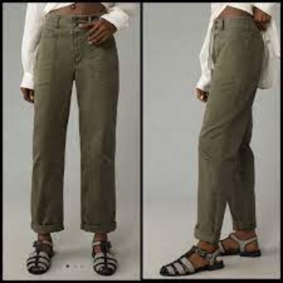 Anthropologie Pilcro Wanderer Utility Pant Womens 27T Green Boho Straight Leg - Picture 1 of 8